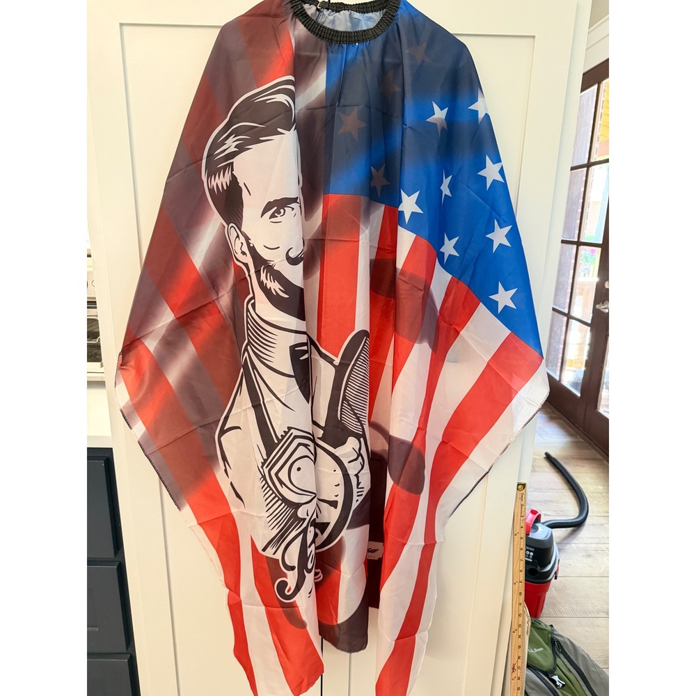 American Flag Barber Cape Professional Salon Hair Cutting Styling Gown Patriotic